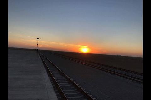 The 1 520 mm gauge line forms the Afghan end of the Lapis Lazuli Corridor which is being developed to improve freight links from Central Asia across the Caspian Sea to the Caucasus, Turkey and Europe.